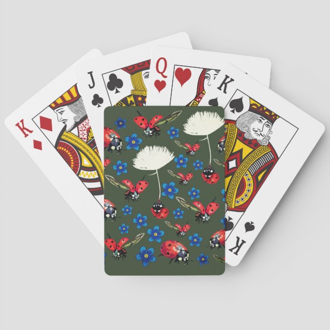 Ladybirds Flowers  Playing Cards (Back)