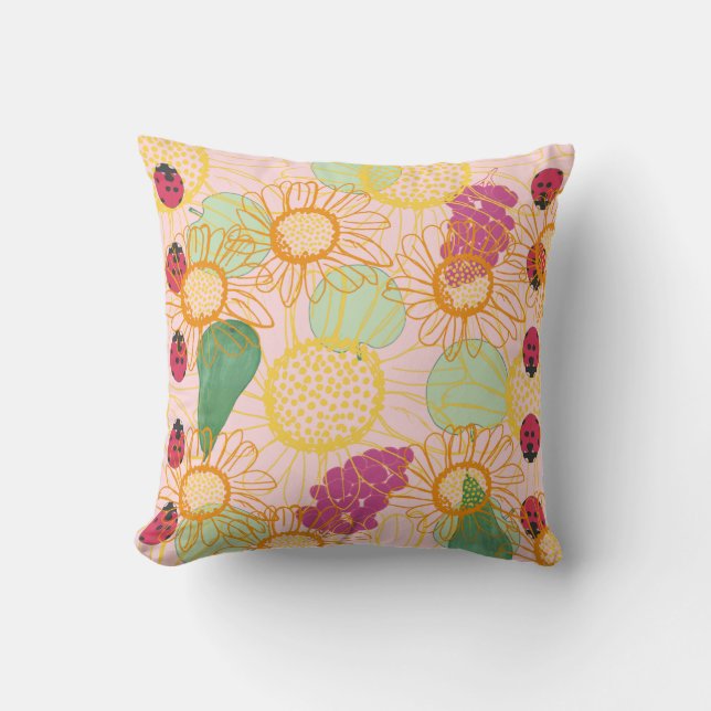 Ladybirds & Fruit Garden Cushion (Front)