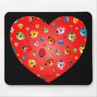 Ladybirds Heart Mouse Pad