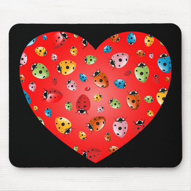 Ladybirds Heart Mouse Pad (Front)