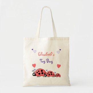 Ladybirds personalized toy tote bag