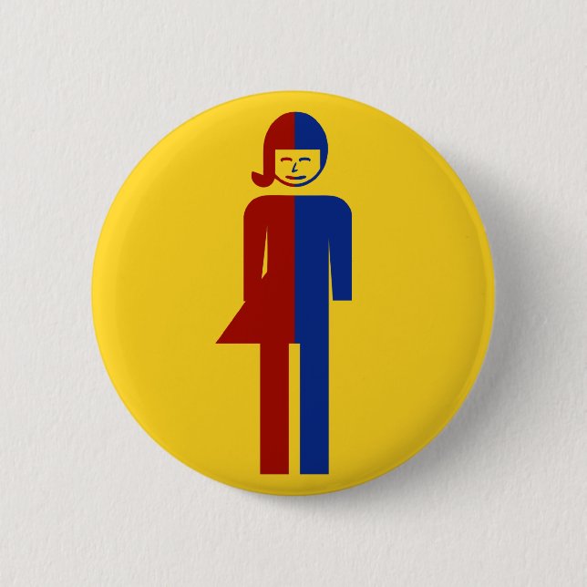 Ladyboy / Tomboy Toilet ⚠ Thai Sign ⚠ Pinback Button (Front)