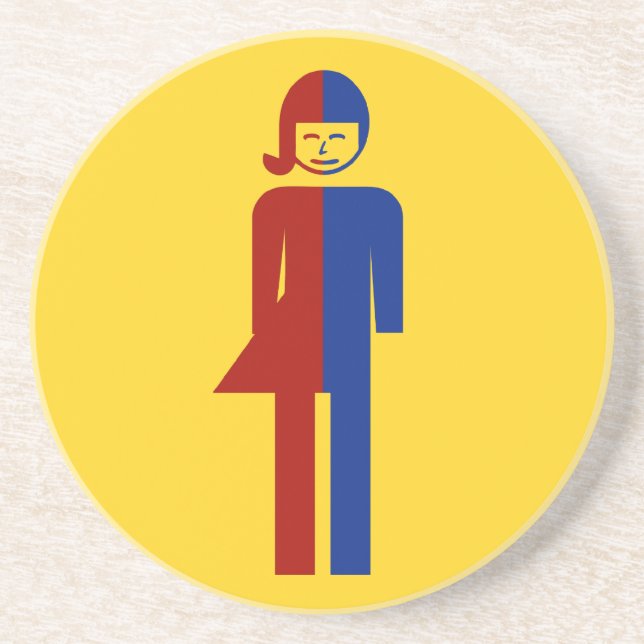 Ladyboy / Tomboy Toilet ⚠ Thai Sign ⚠ Sandstone Coaster (Front)