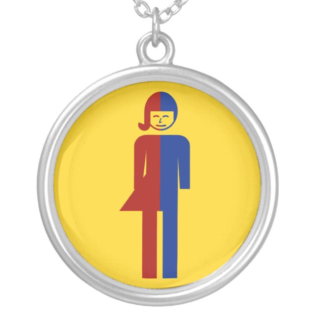 Ladyboy / Tomboy Toilet ⚠ Thai Sign ⚠ Silver Plated Necklace (Front)