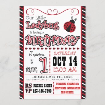 Ladybug 1st Birthday Invitations by aaronsgraphics at Zazzle