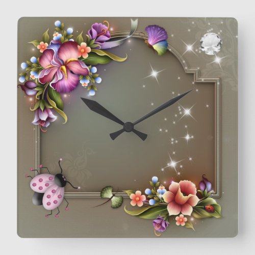 Ladybug 2 Square Wall Clock