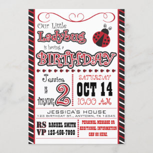 Ladybug 2nd Birthday Invitations