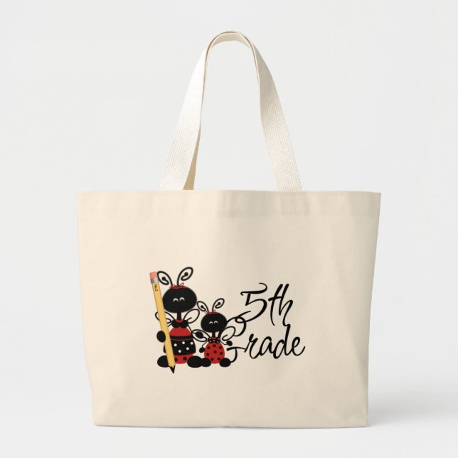 Ladybug 5th Grade Tshirts and Gifts Large Tote Bag (Front)
