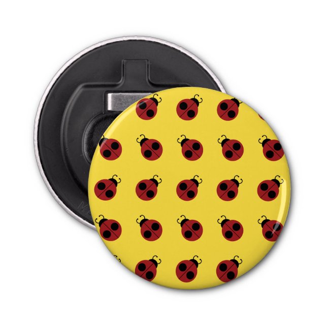 Ladybug 60s retro cool red yellow bottle opener (Front)