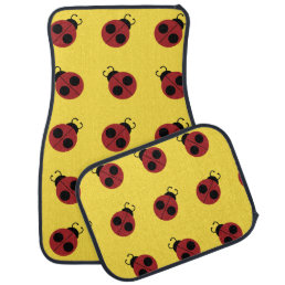 Ladybug 60s retro cool red yellow car floor mat