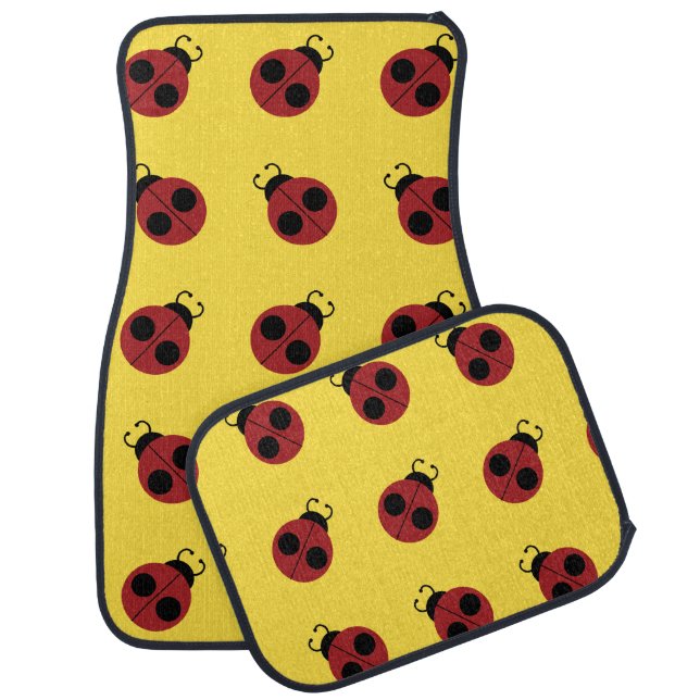 Ladybug 60s retro cool red yellow car floor mat (Set)