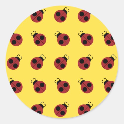 Ladybug 60s retro cool red yellow classic round sticker