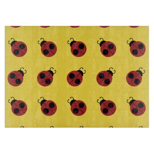 Ladybug 60s retro cool red yellow cutting board
