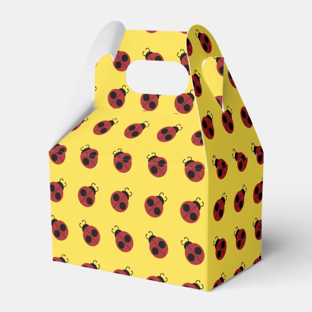 Ladybug 60s retro cool red yellow favor boxes (Front Side)