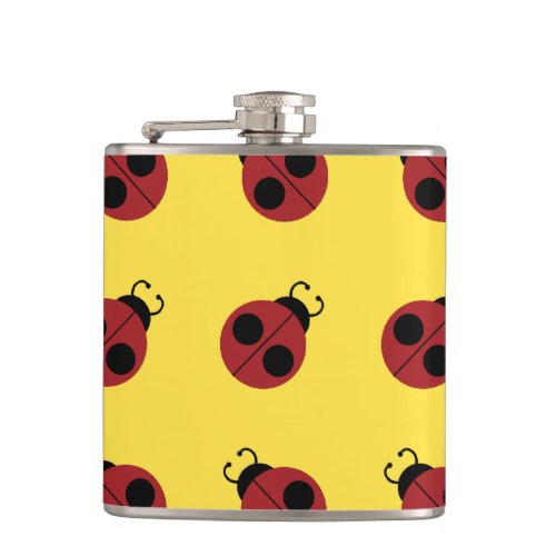 Ladybug 60s retro cool red yellow flask