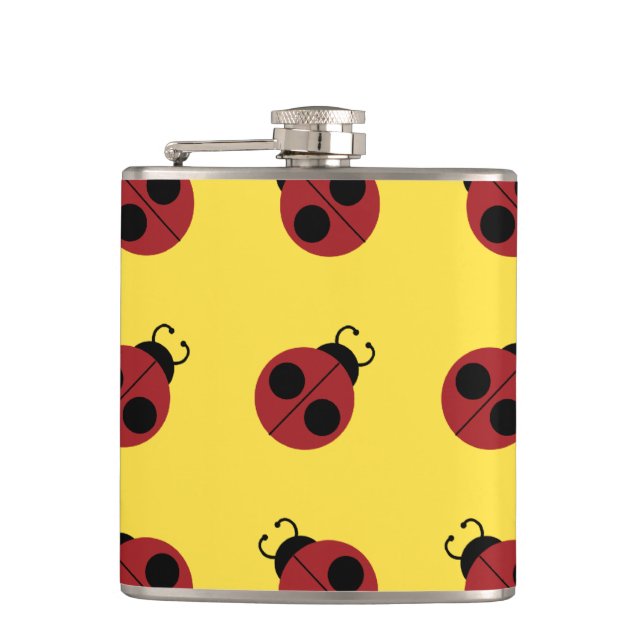 Ladybug 60s retro cool red yellow flask (Front)