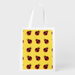 Ladybug 60s retro cool red yellow grocery bag