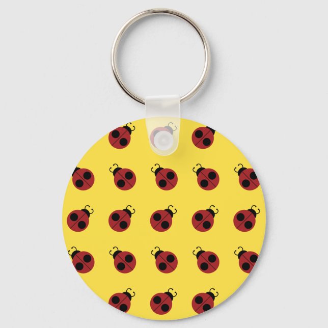 Ladybug 60s retro cool red yellow keychain (Front)