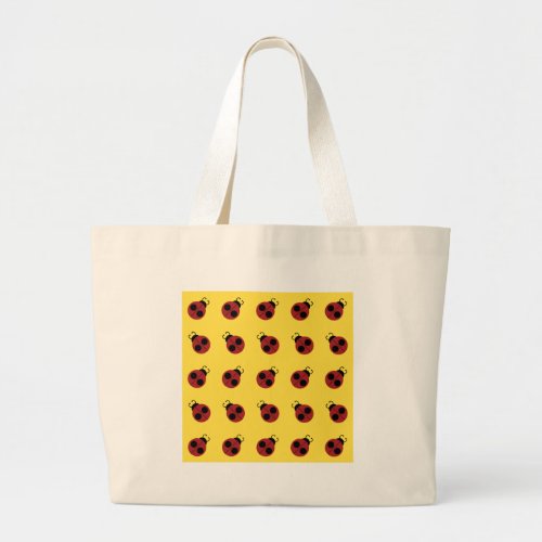 Ladybug 60s retro cool red yellow large tote bag