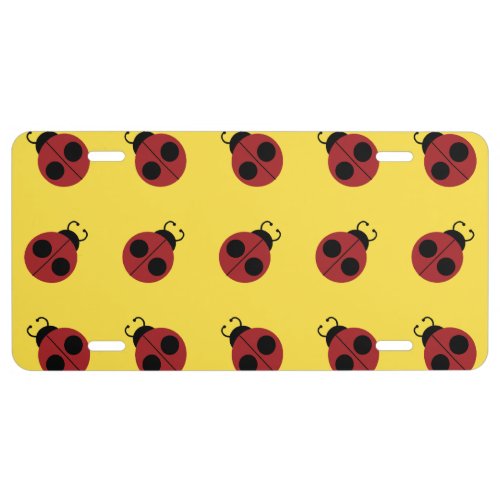 Ladybug 60s retro cool red yellow license plate
