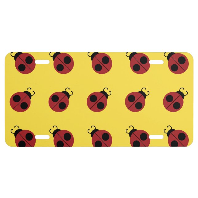 Ladybug 60s retro cool red yellow license plate (Front)