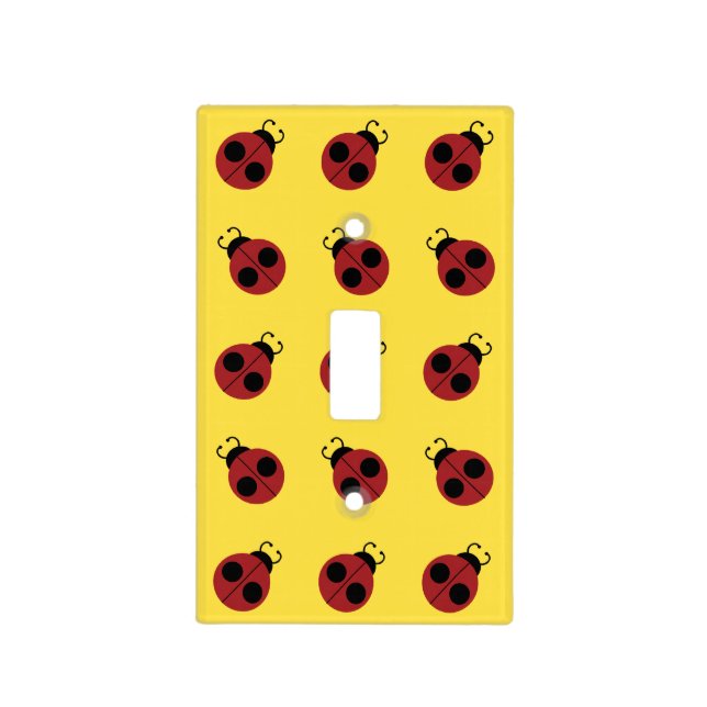 Ladybug 60s retro cool red yellow light switch cover (Front)