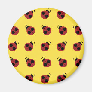 Ladybug 60s retro cool red yellow magnet