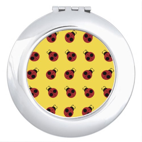 Ladybug 60s retro cool red yellow makeup mirror