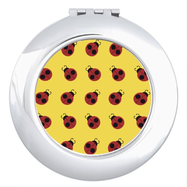 Ladybug 60s retro cool red yellow makeup mirror (Front)