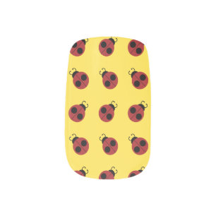 Ladybug 60s retro cool red yellow minx nail wraps