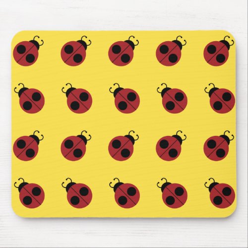 Ladybug 60s retro cool red yellow mouse pad