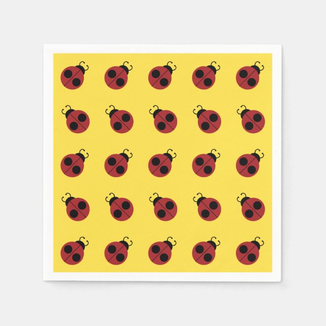Ladybug 60s retro cool red yellow napkins (Front)