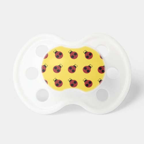 Ladybug 60s retro cool red yellow pacifier