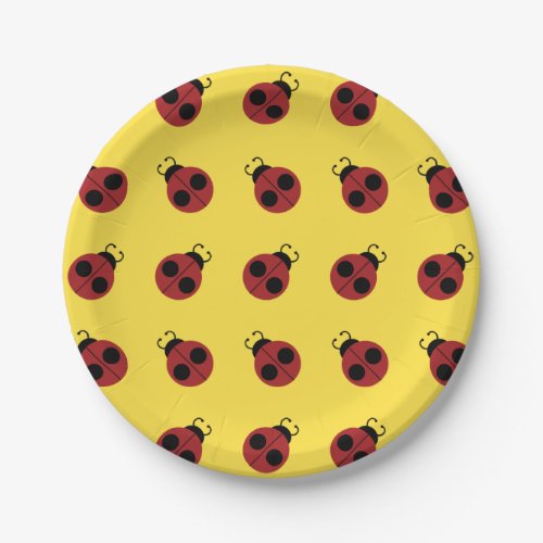 Ladybug 60s retro cool red yellow paper plates
