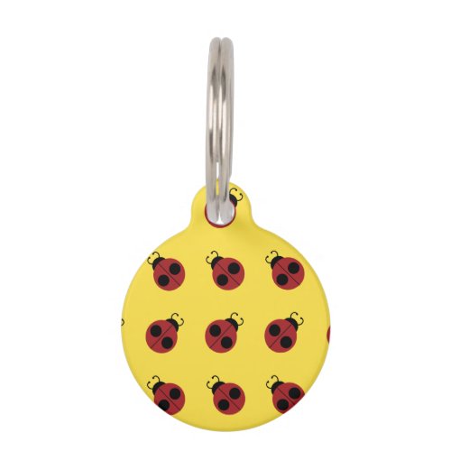 Ladybug 60s retro cool red yellow pet ID tag