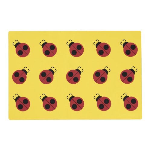 Ladybug 60s retro cool red yellow placemat