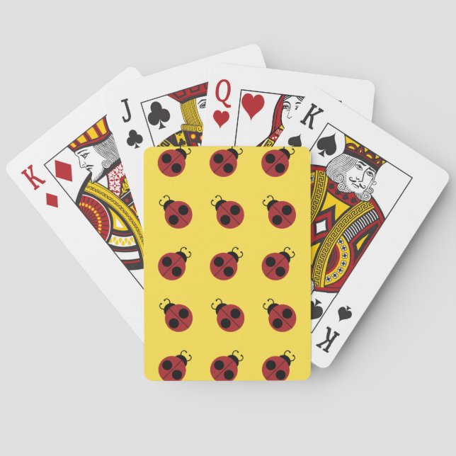 Ladybug 60s retro cool red yellow poker cards (Back)