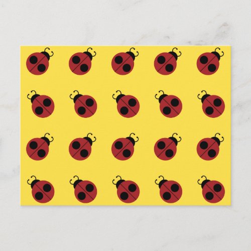 Ladybug 60s retro cool red yellow postcard