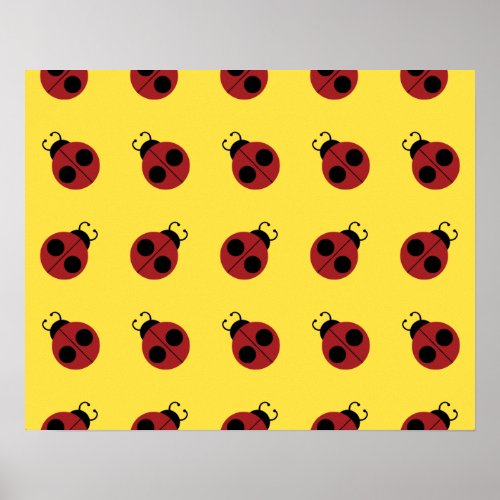 Ladybug 60s retro cool red yellow poster