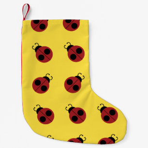 Ladybug 60s retro cool red yellow small christmas stocking