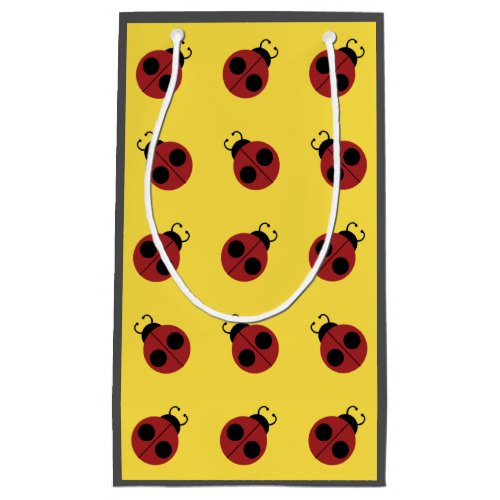 Ladybug 60s retro cool red yellow small gift bag