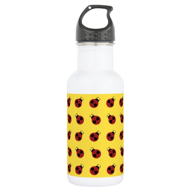 Ladybug 60s retro cool red yellow stainless steel water bottle (Front)