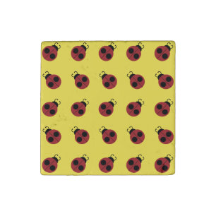 Ladybug 60s retro cool red yellow stone magnet