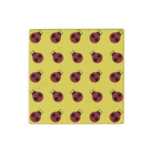 Ladybug 60s retro cool red yellow stone magnet