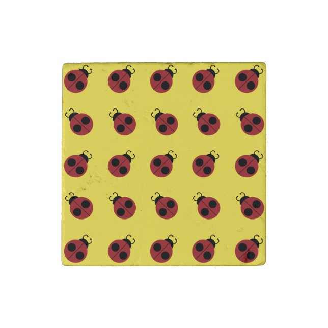 Ladybug 60s retro cool red yellow stone magnet (First Magnet)