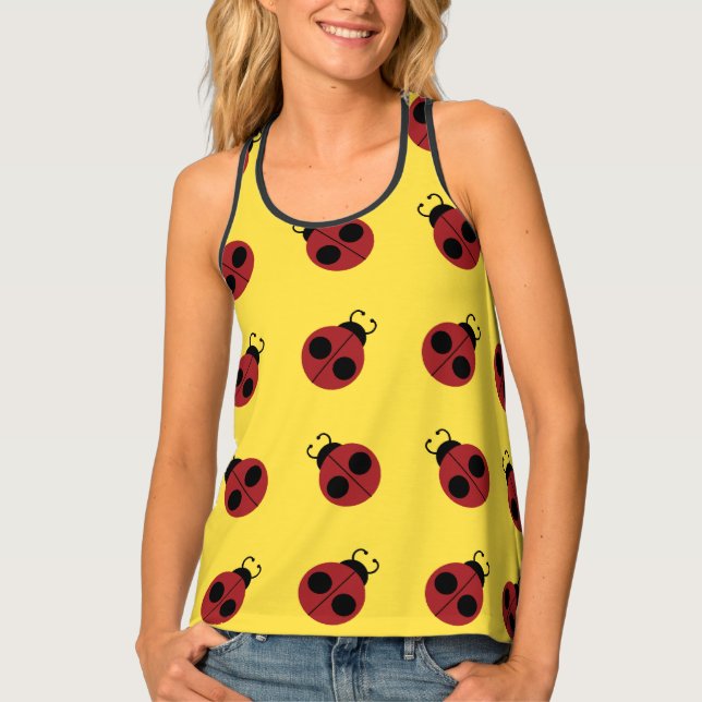 Ladybug 60s retro cool red yellow tank top (Front)