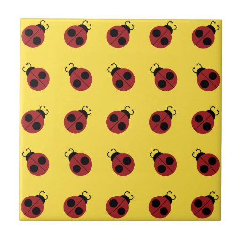 Ladybug 60s retro cool red yellow tile
