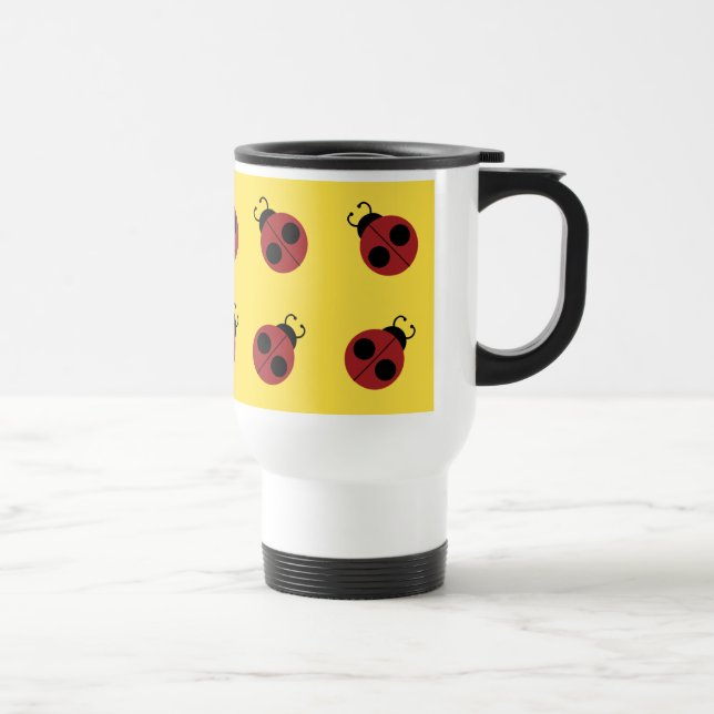 Ladybug 60s retro cool red yellow travel mug (Right)