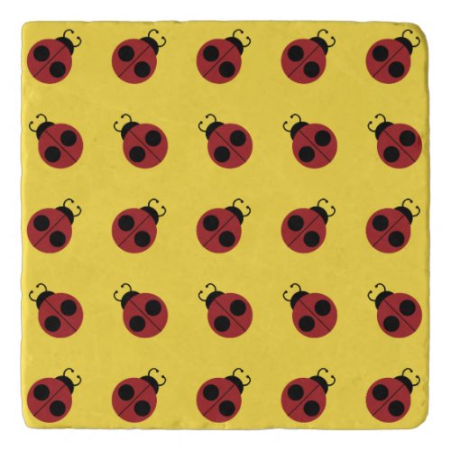 Ladybug 60s retro cool red yellow trivet