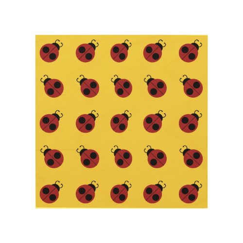 Ladybug 60s retro cool red yellow wood wall art